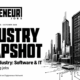 Digipreneur Intelligence industry snapshot: top 10 trending Software & IT jobs, October 2026, with a monochrome technology cityscape.