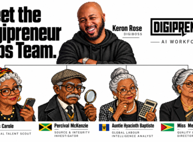 Meet the Digipreneur Jobs AI Workforce: Keron Rose with Miss Carole, Percival McKenzie, Auntie Hyacinth Baptiste and Miss Merle Ramdeen