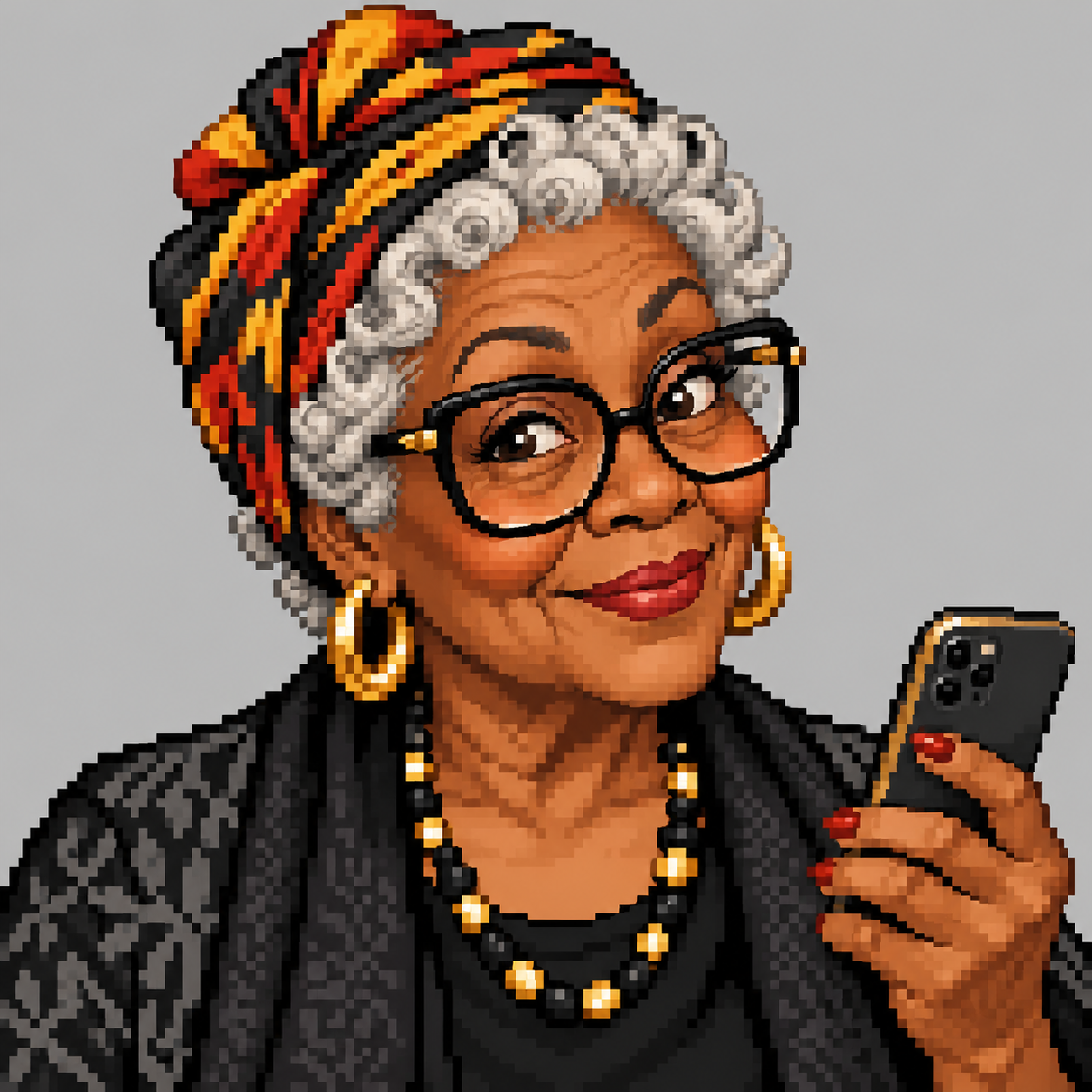 Pixel-art portrait of Miss Carole, Digipreneur Jobs Global Talent Scout