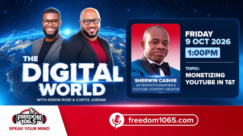 Sherwin Cashie featured on The Digital World for a discussion about monetizing YouTube in Trinidad and Tobago