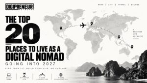 Top 20 digital nomad destinations going into 2027 — Digipreneur Network world map and flight path